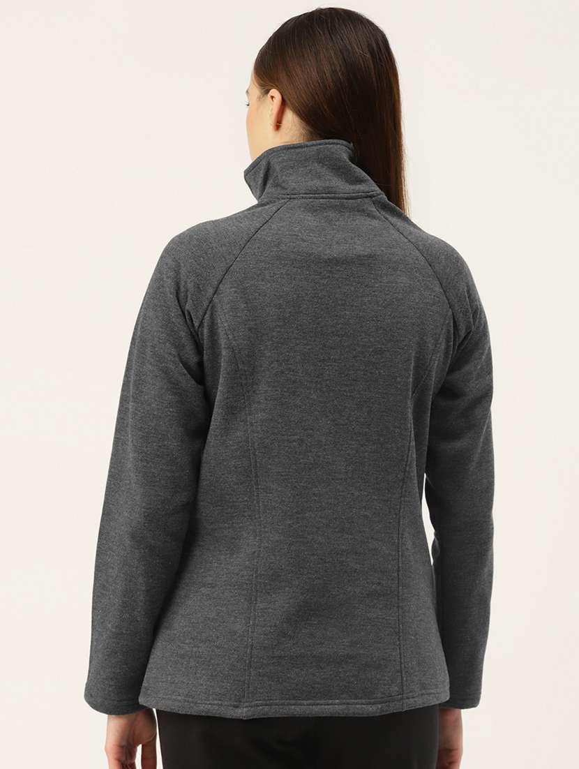 women solid long sleeves stand collar sweatshirt - 21741342 - Standard Image - 2