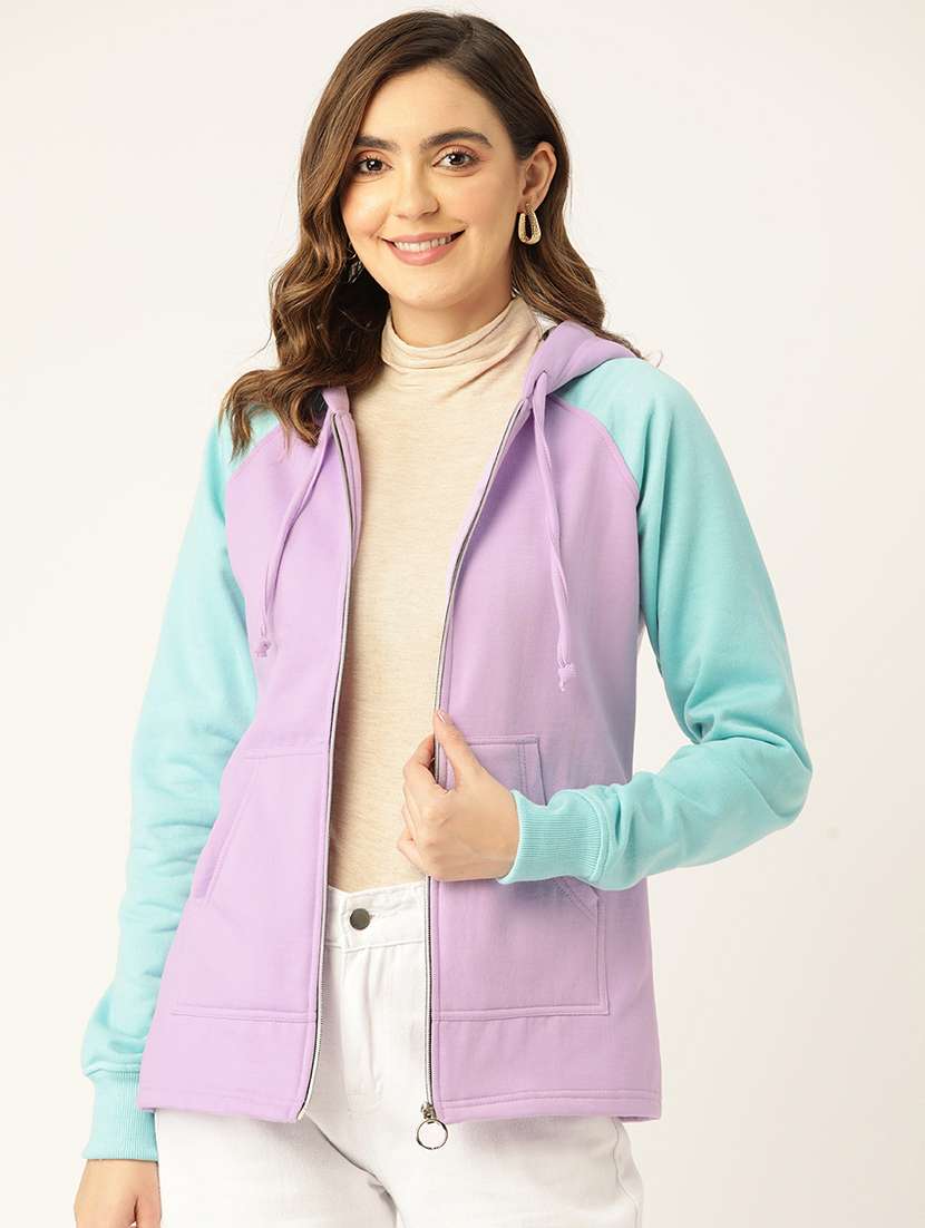 women color blocked hooded sweatshirt