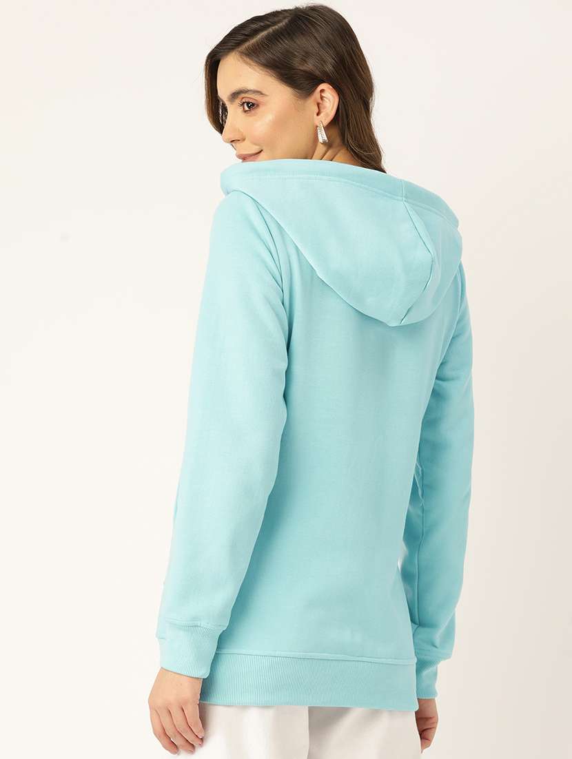 women solid hooded long sleeves sweatshirt - 21741351 -  Standard Image - 2