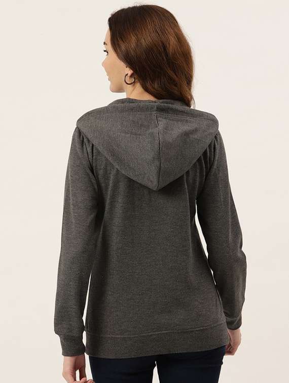 women solid hooded long sleeves sweatshirt - 21741358 -  Standard Image - 2