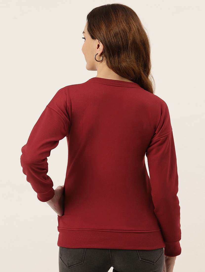 maroon cotton blend front print sweatshirt - 21741366 -  Standard Image - 2