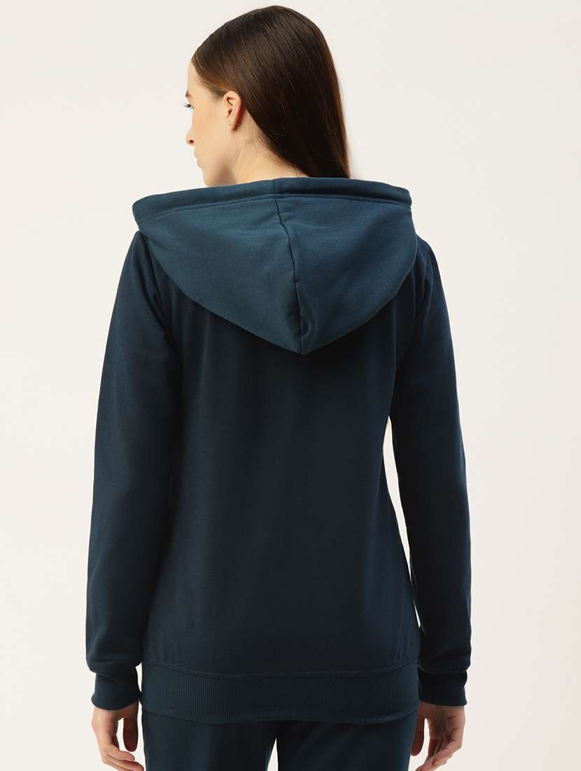 women solid hooded long sleeves sweatshirt - 21741373 - Standard Image - 2