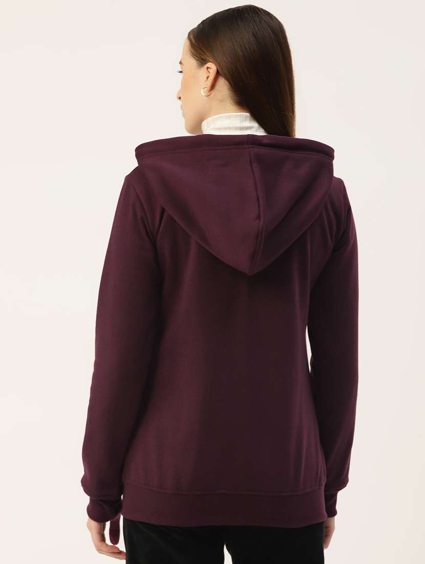 women solid hooded long sleeves sweatshirt - 21741375 -  Standard Image - 2