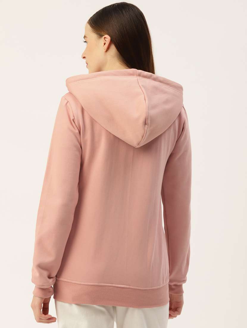women solid hooded long sleeves sweatshirt - 21741377 - Standard Image - 2