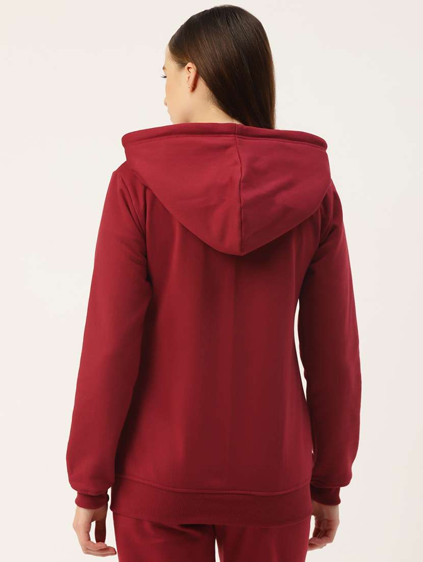 women solid hooded long sleeves sweatshirt - 21741382 -  Standard Image - 2