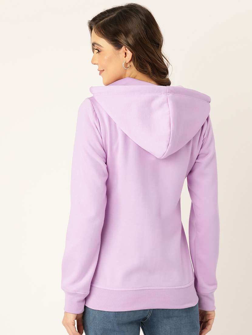 women solid hooded long sleeves sweatshirt - 21741386 -  Standard Image - 2