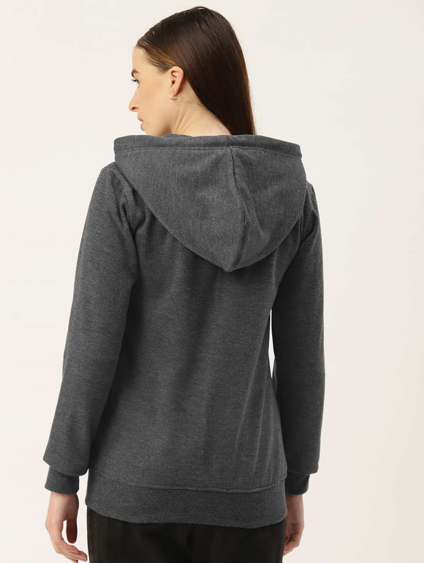 women solid hooded long sleeves sweatshirt - 21741391 -  Standard Image - 2