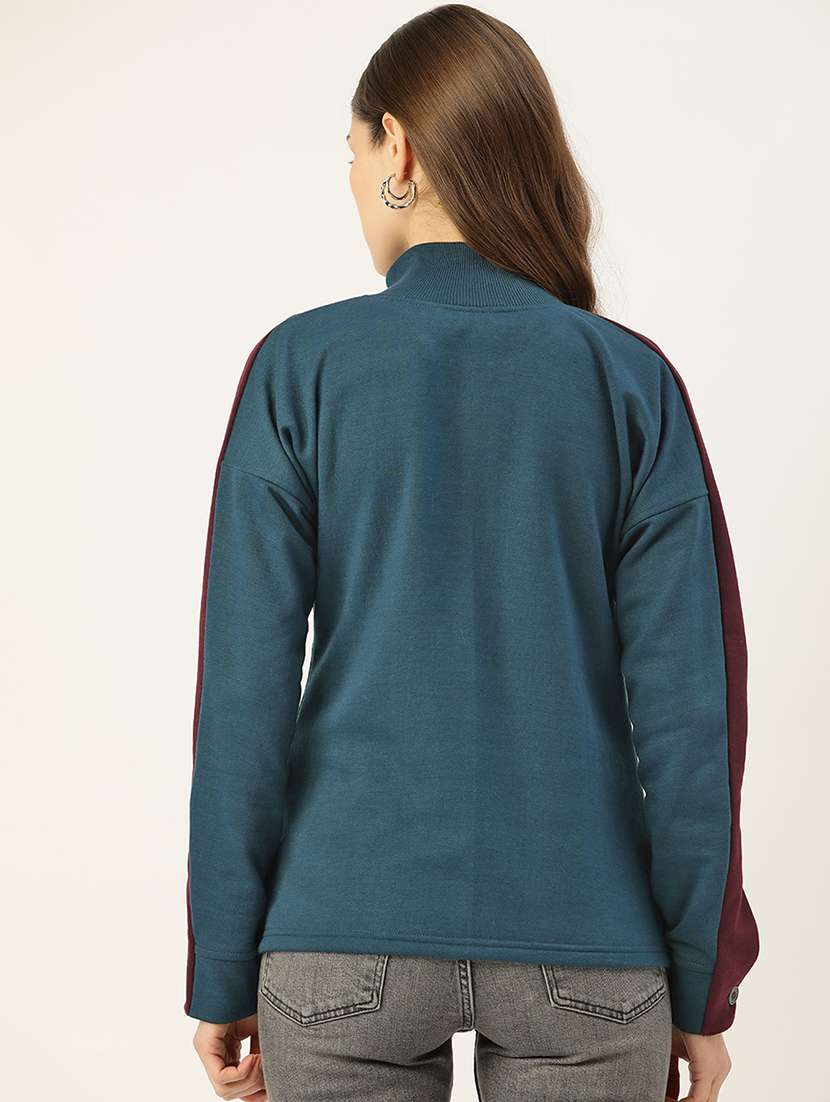 women long sleeves color block sweatshirt - 21741395 -  Standard Image - 2
