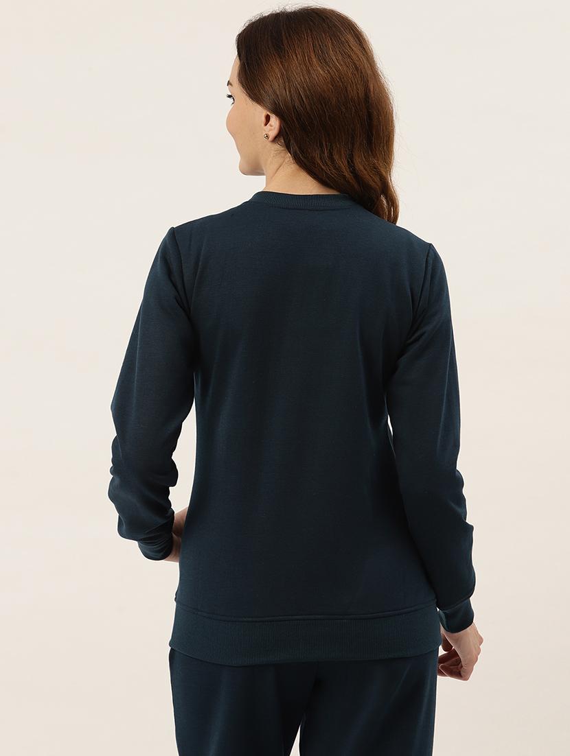 teal cotton blend front print sweatshirt - 21741444 - Standard Image - 2