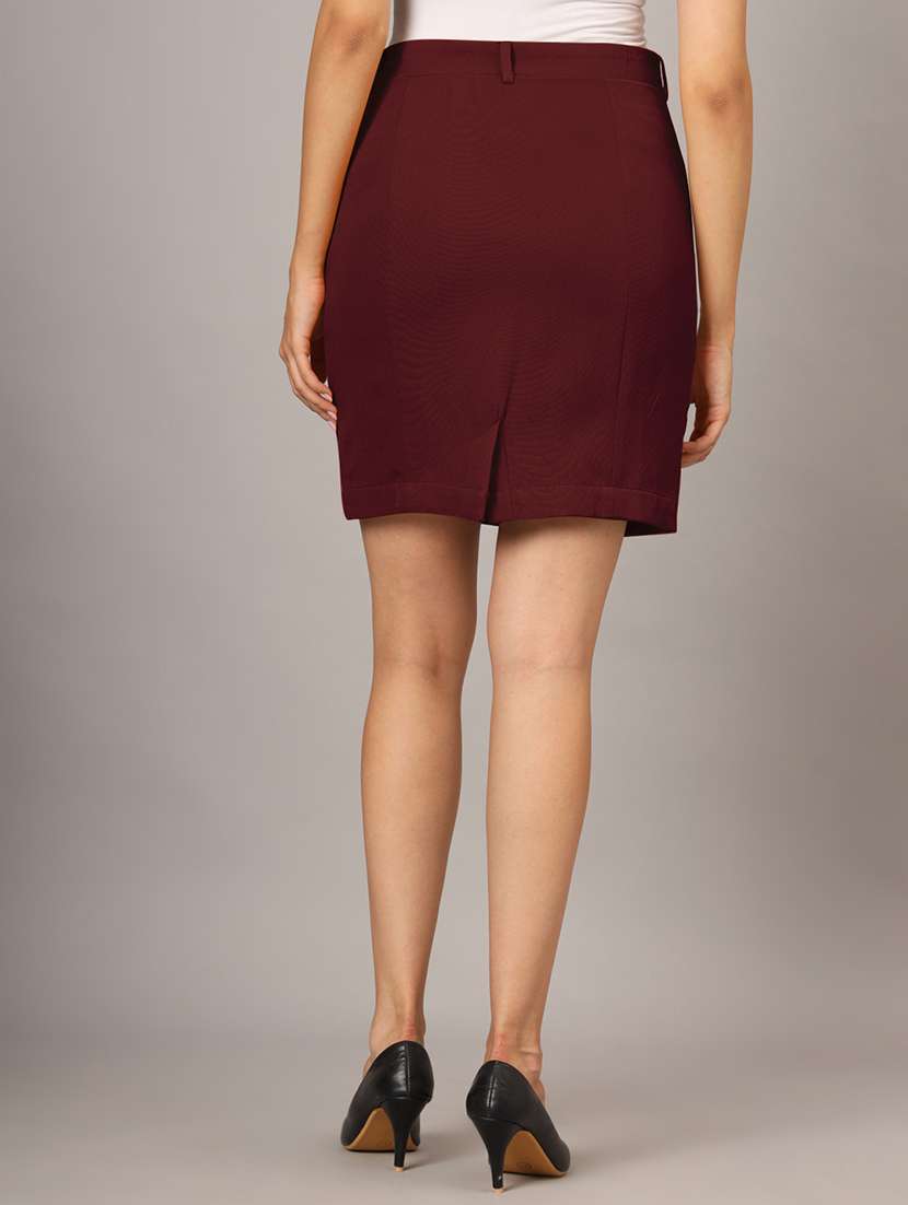 Women Solid High Rise Straight Skirt - 21741461 -  Standard Image - 2