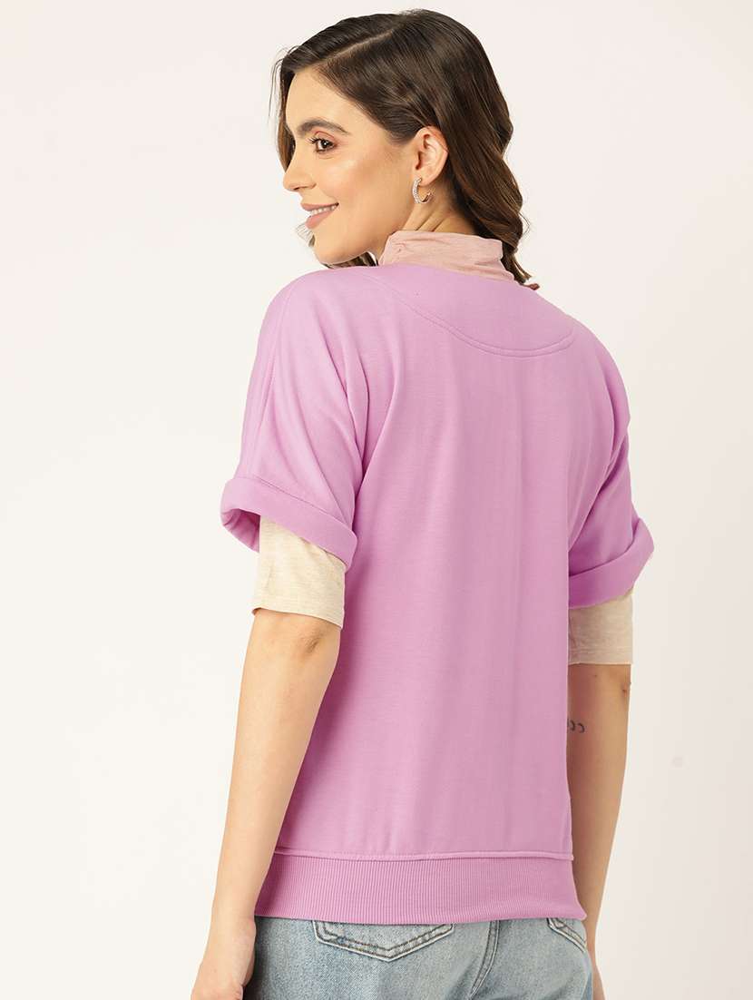 women solid short sleeves summer jacket - 21741645 - Standard Image - 2