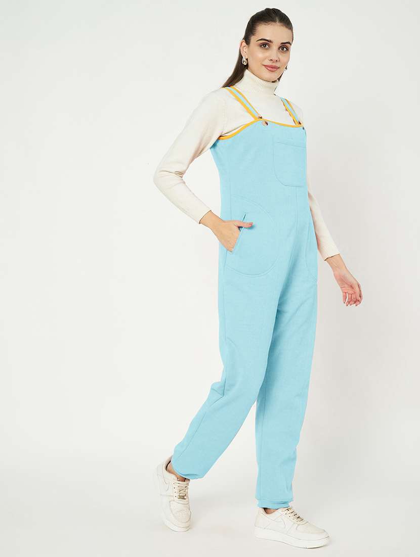 women solid sleeveless dungaree - 21741653 - Standard Image - 2