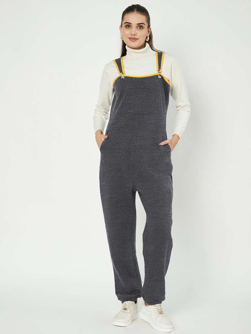 women solid sleeveless dungaree