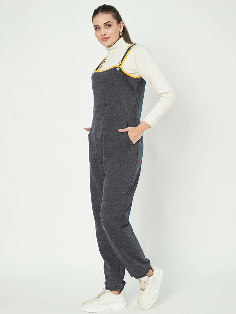 women solid sleeveless dungaree - 21741661 - Standard Image - 2