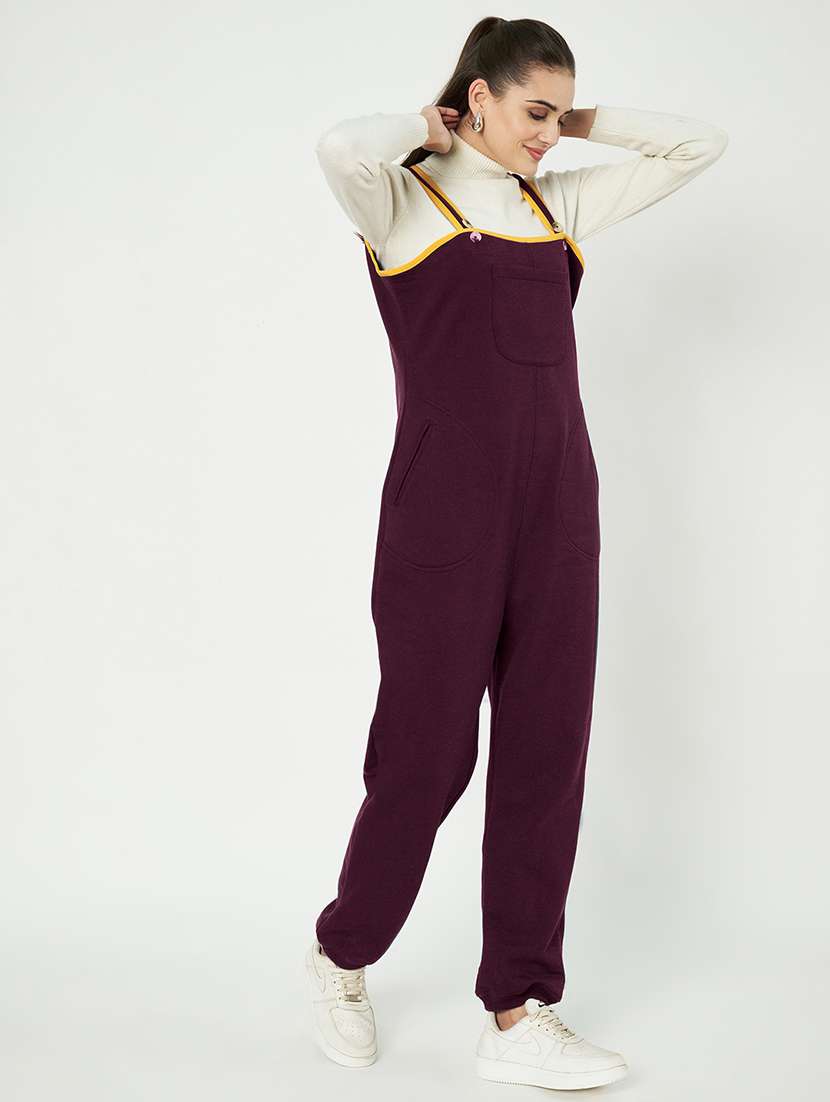 women solid sleeveless dungaree - 21741662 - Standard Image - 2