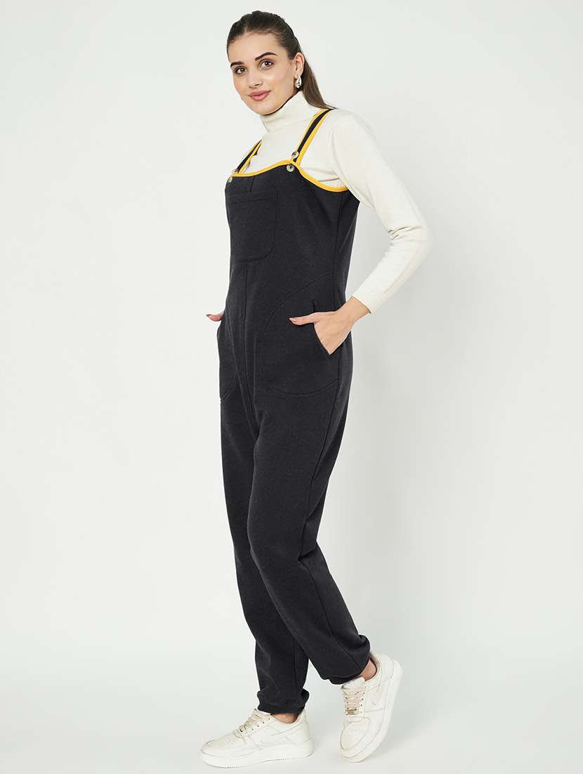 women solid sleeveless dungaree - 21741663 - Standard Image - 2