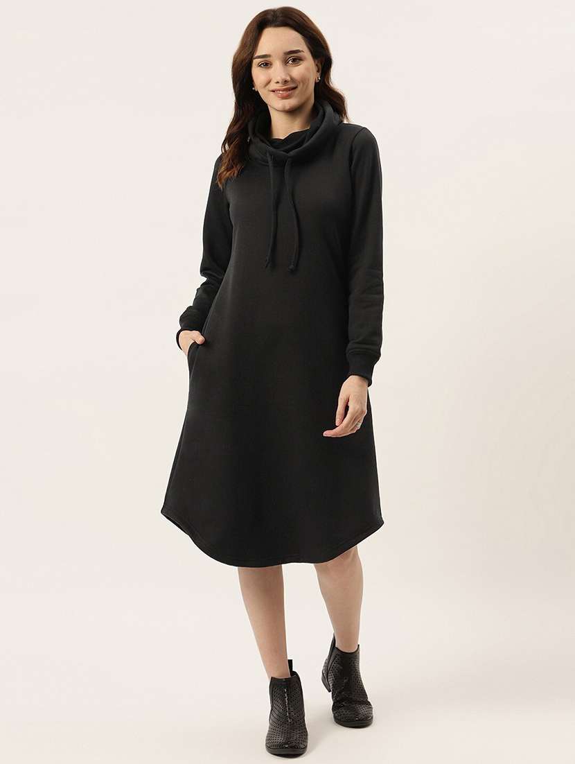 women solid long sleeves winter wear t-shirt dress - 21741689 - Zoom Image - 0