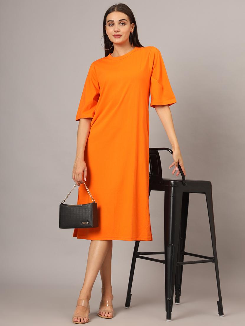 women solid short sleeves t-shirt dress - 21741728 -  Zoom Image - 0