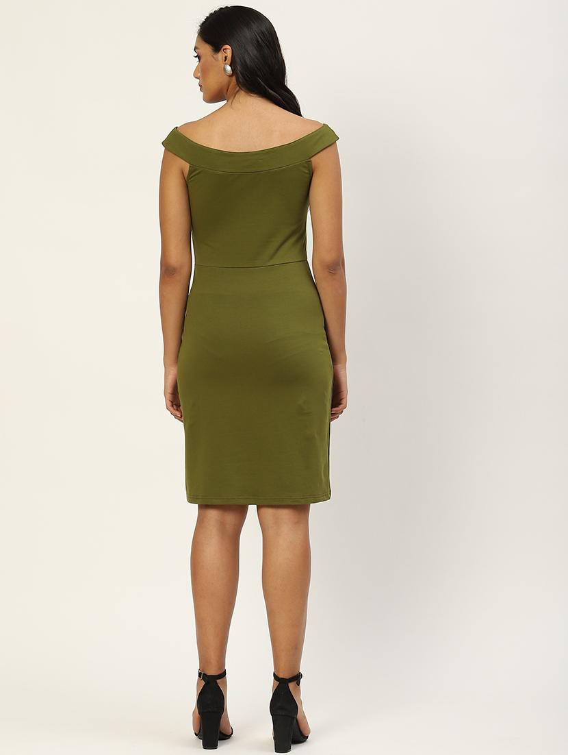 olive cotton blend aline dress - 21741750 - Standard Image - 2