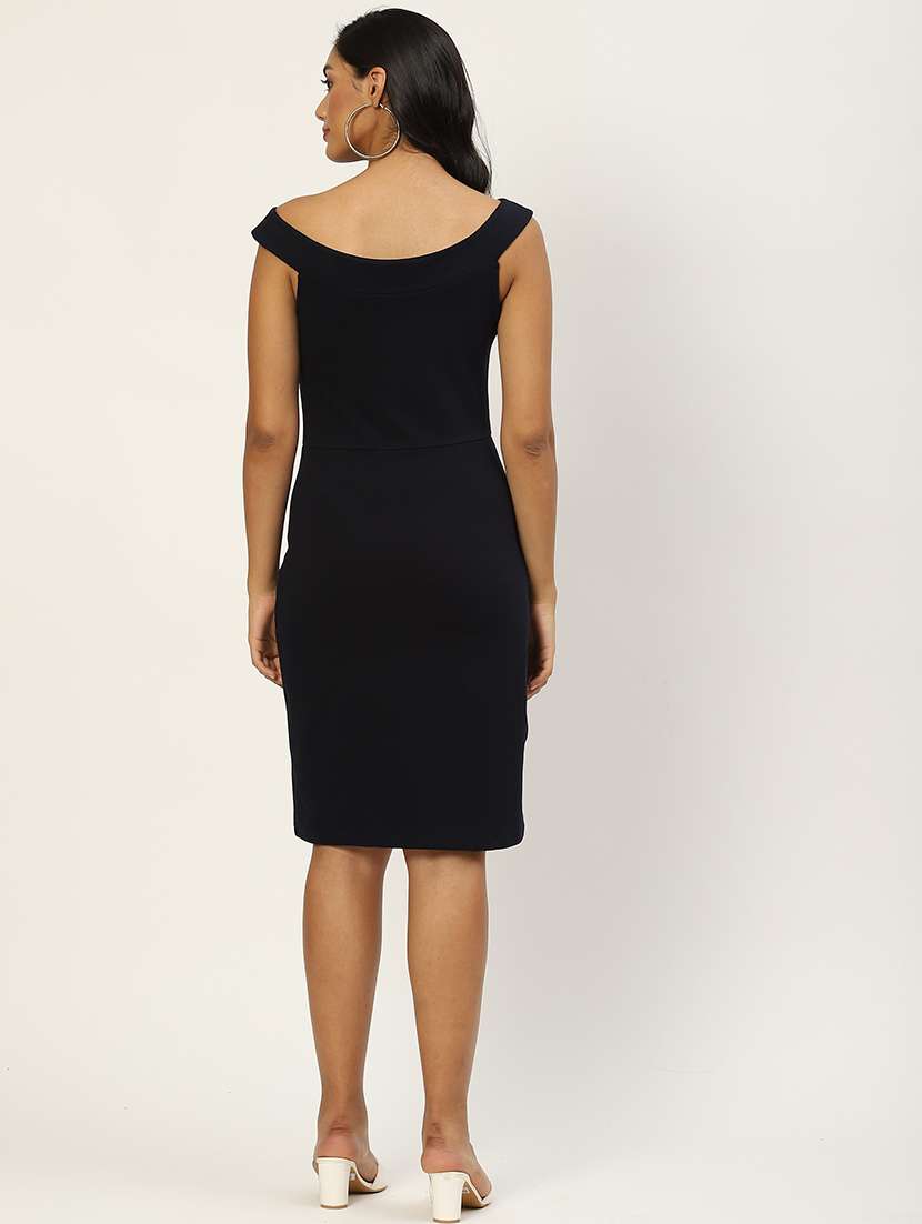 women solid off shoulder sheath dress - 21741751 - Standard Image - 2