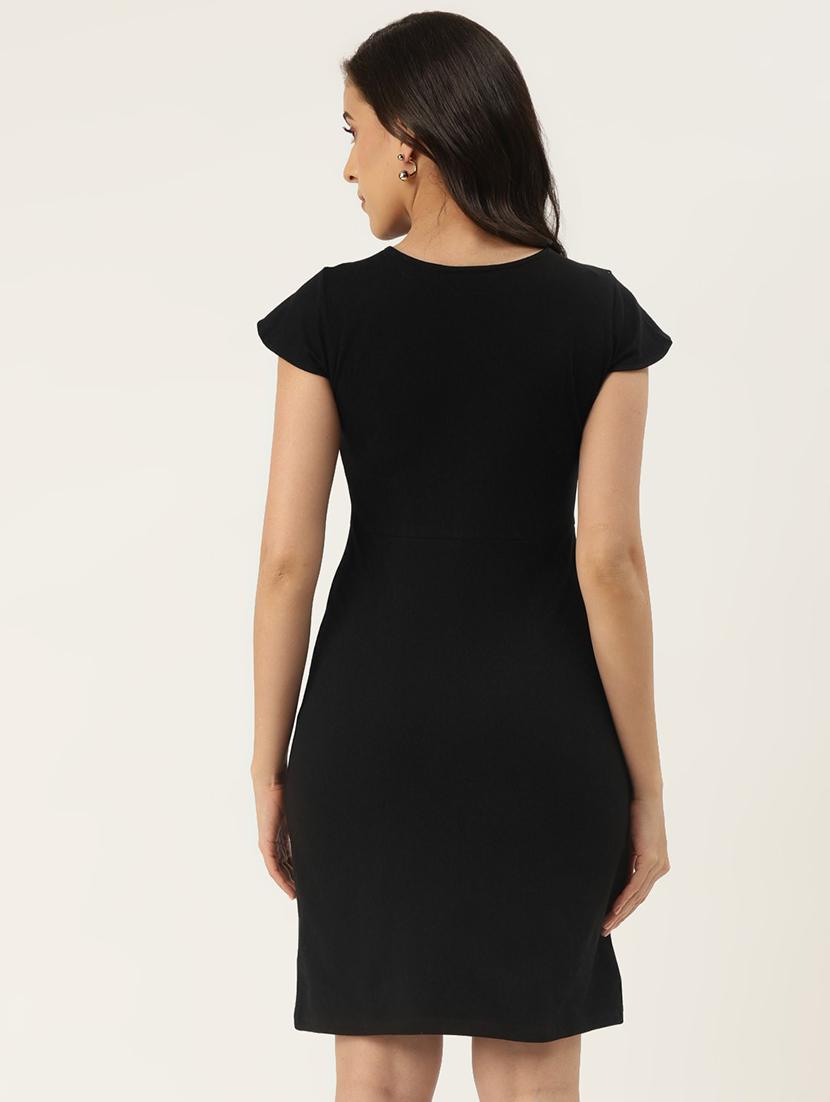 women solid cap sleeves bodycon dress - 21741771 - Standard Image - 2