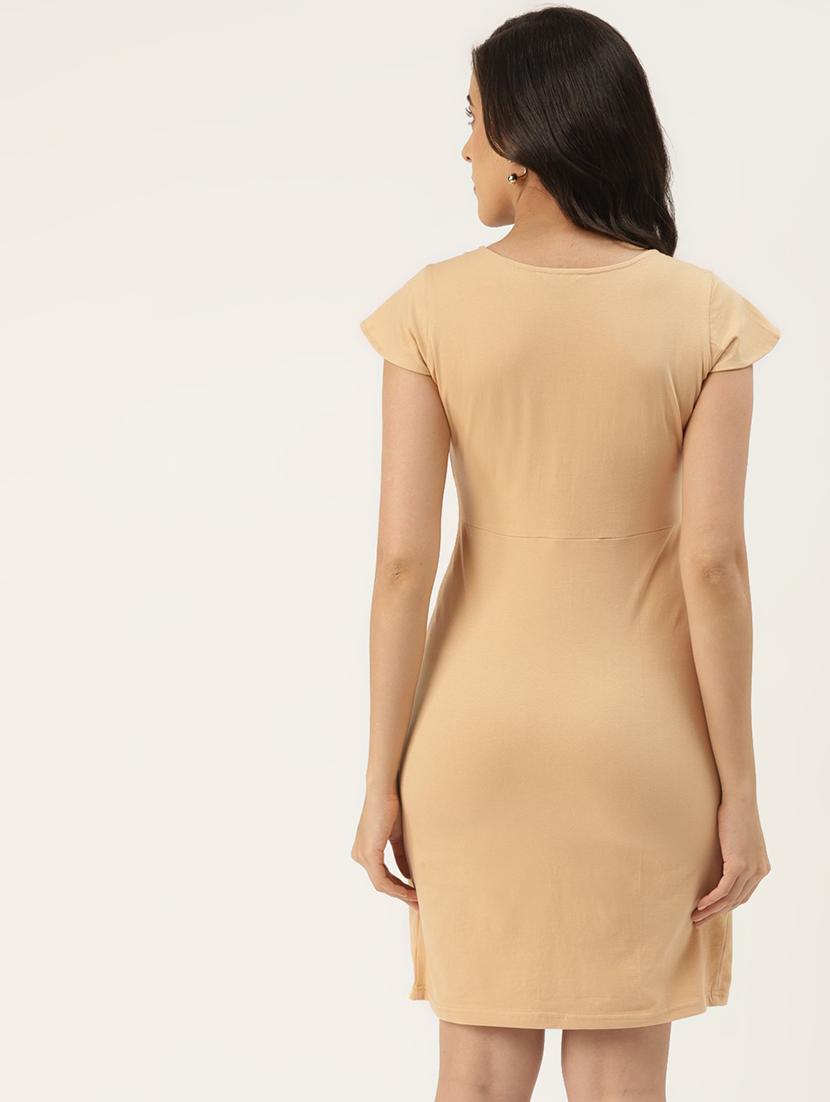 women solid cap sleeves bodycon dress - 21741772 - Standard Image - 2
