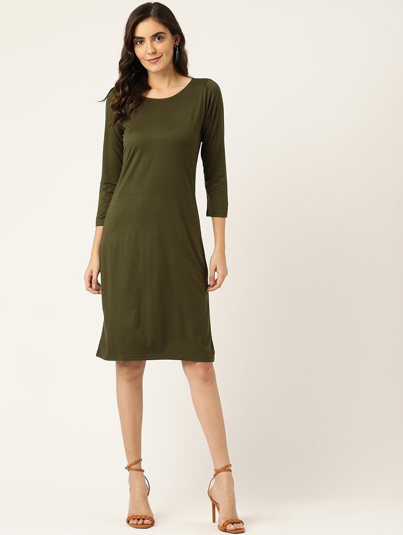 women solid round neck a-line dress - 21741806 -  Zoom Image - 0