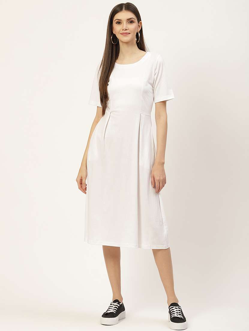 women solid short sleeves a-line dress - 21741807 - Zoom Image - 0
