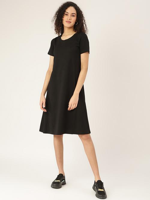 women solid round neck a-line dress - 21741817 -  Standard Image - 0