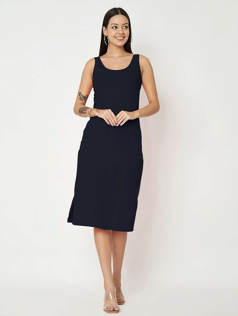 women solid sleeveless sheath dress