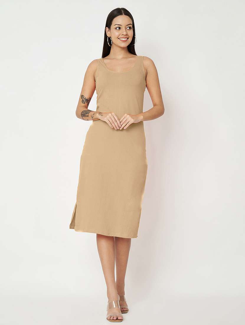 women solid sleeveless sheath dress