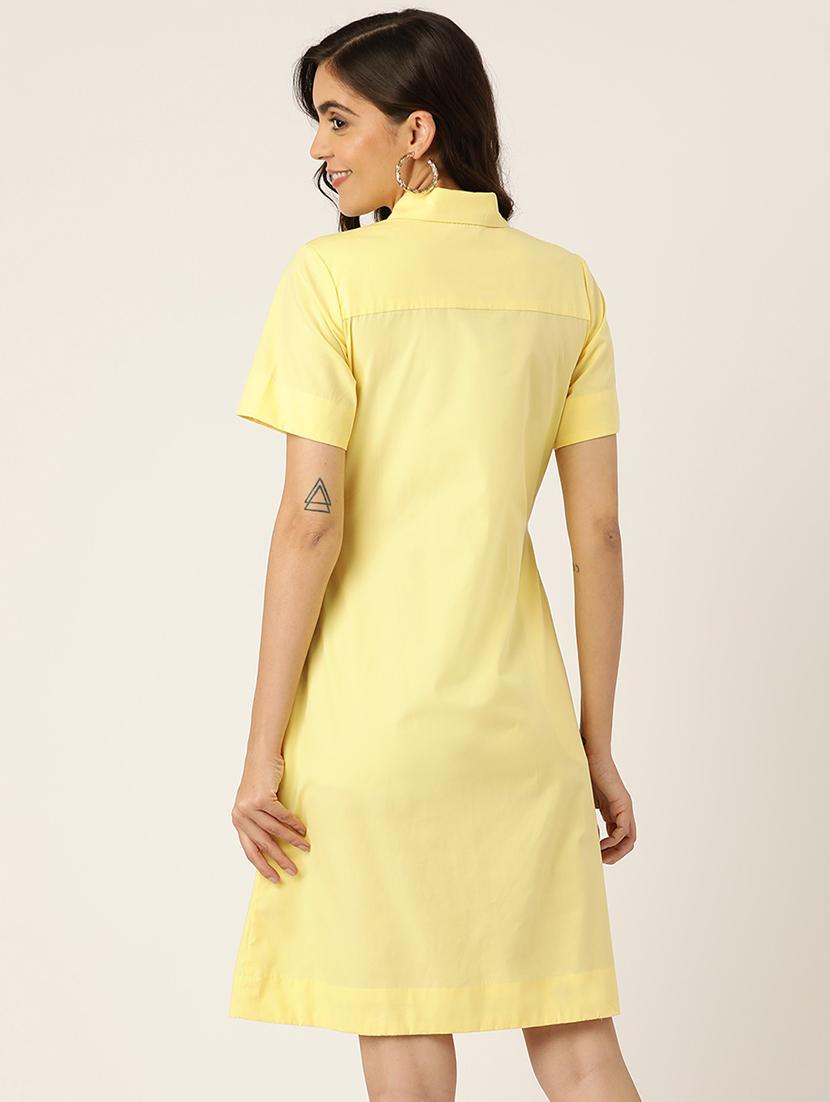 women solid collared short sleeves shirt dress - 21741846 - Standard Image - 2