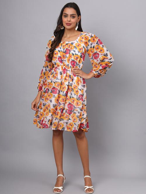 women floral print long sleeves tiered dress - 21741848 - Standard Image - 0