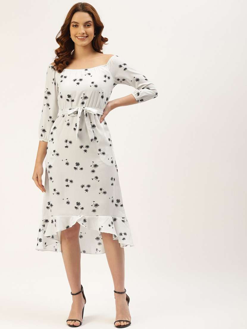 women printed off shoulder high low dress - 21741852 - Zoom Image - 0