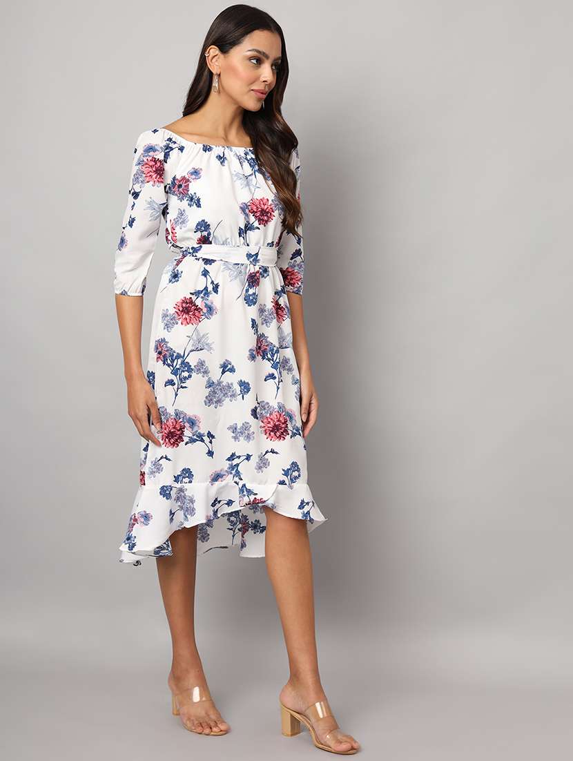 women floral print off shoulder asymmetric dress - 21741861 -  Standard Image - 2