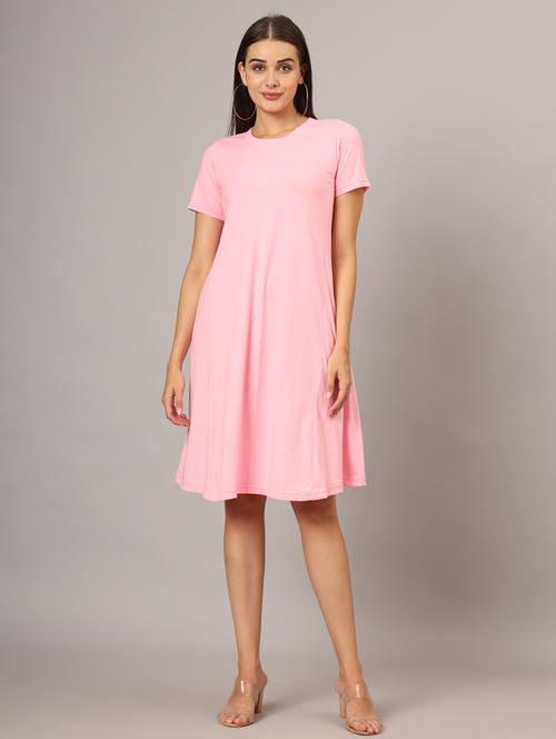 women solid round neck a-line dress - 21741909 -  Standard Image - 0