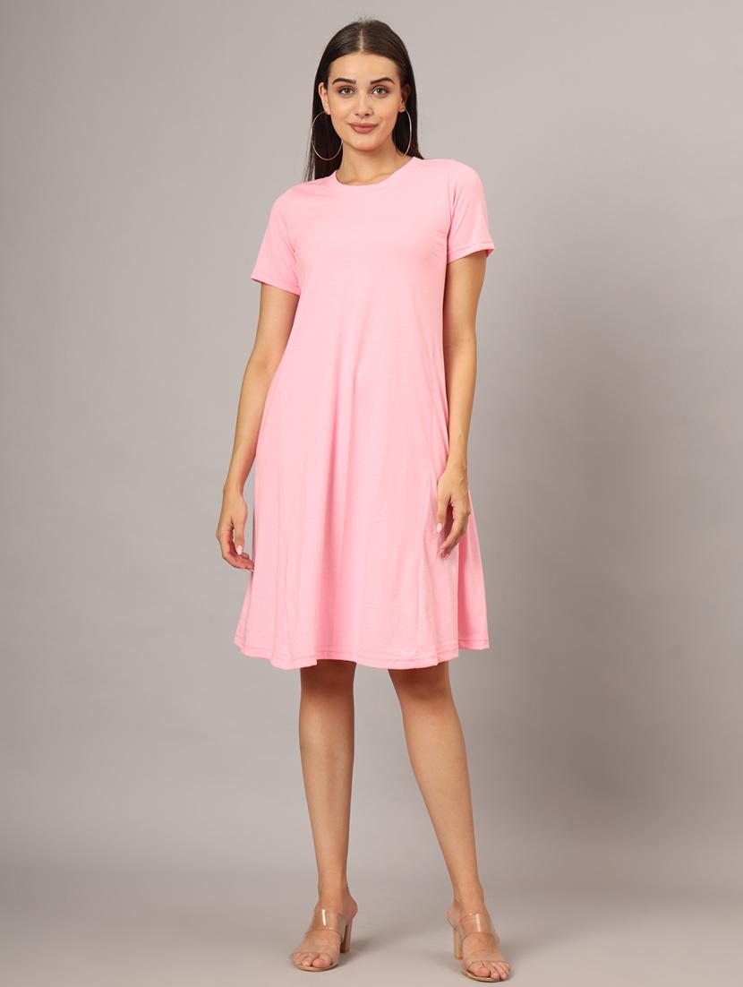 women solid round neck a-line dress - 21741909 -  Zoom Image - 0