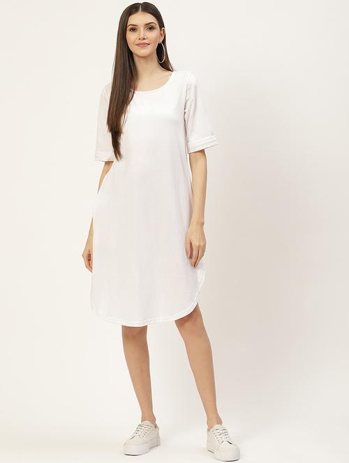 women solid round neck t-shirt dress - 21741924 -  Standard Image - 0