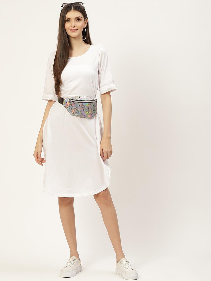 women solid round neck t-shirt dress - 21741924 - Standard Image - 2