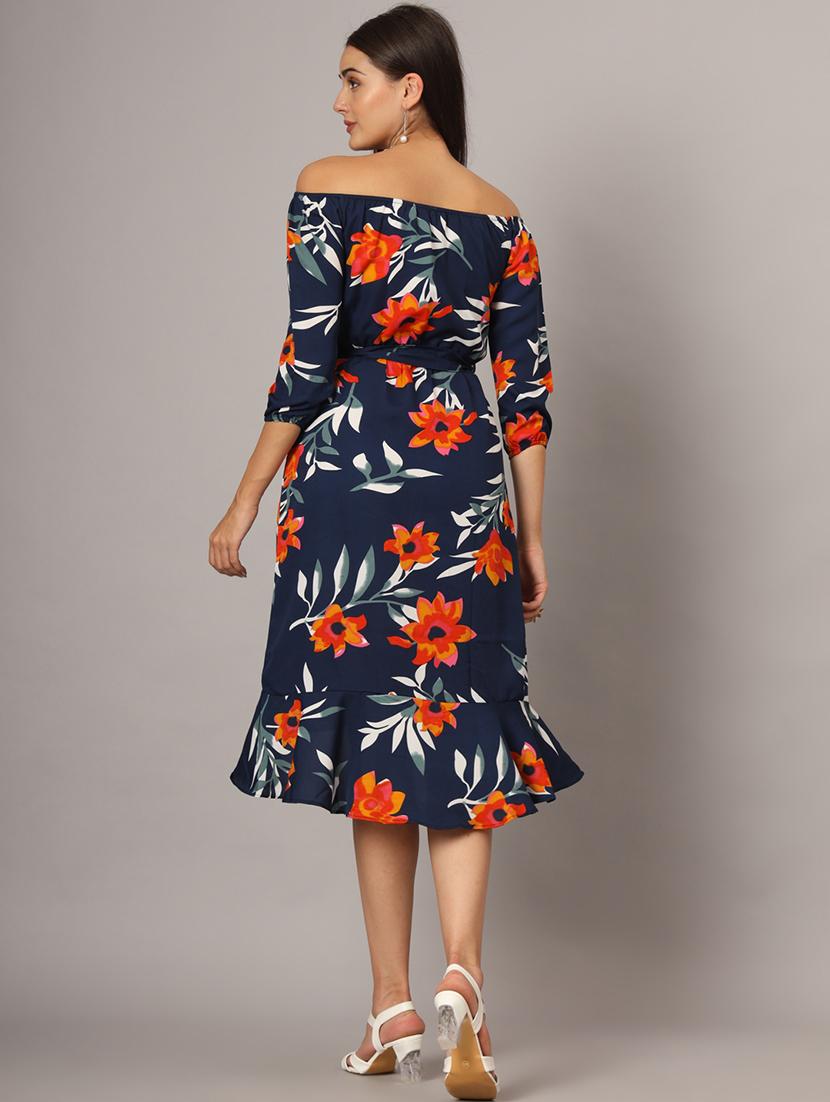 women printed off shoulder high low dress - 21741928 - Standard Image - 2