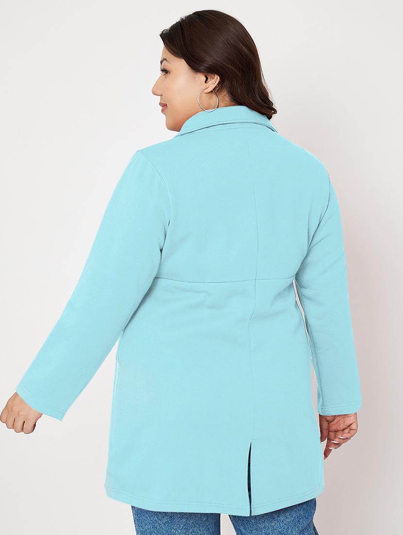 women plus size solid long sleeves regular coat - 21741950 - Standard Image - 2
