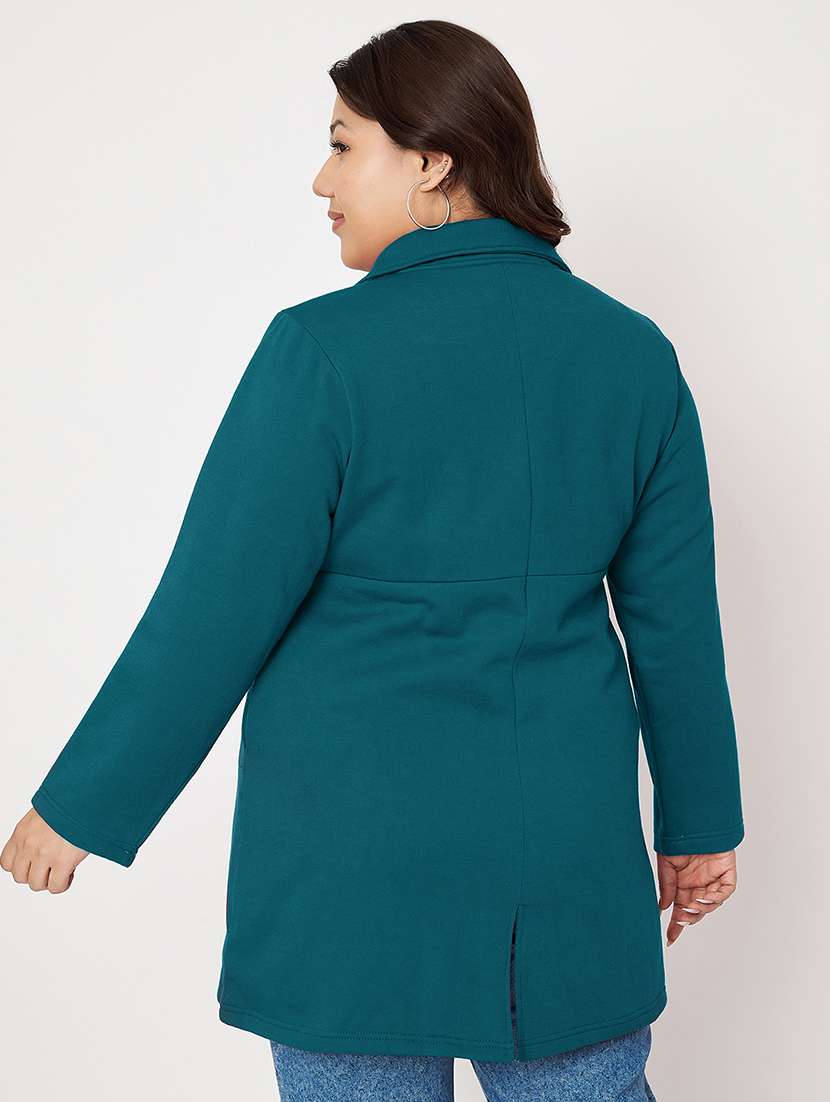 women plus size solid long sleeves regular coat - 21741951 -  Standard Image - 2
