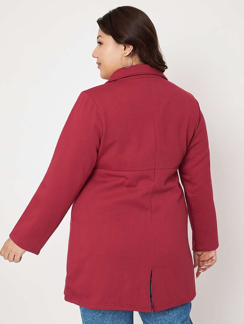 women plus size solid long sleeves regular coat - 21741956 -  Standard Image - 2