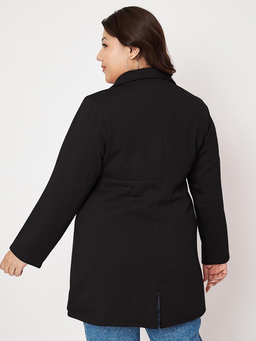 women plus size solid long sleeves regular coat - 21741959 - Standard Image - 2