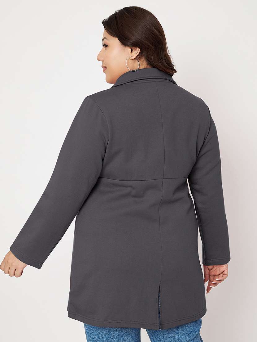women plus size solid long sleeves regular coat - 21741960 -  Standard Image - 2