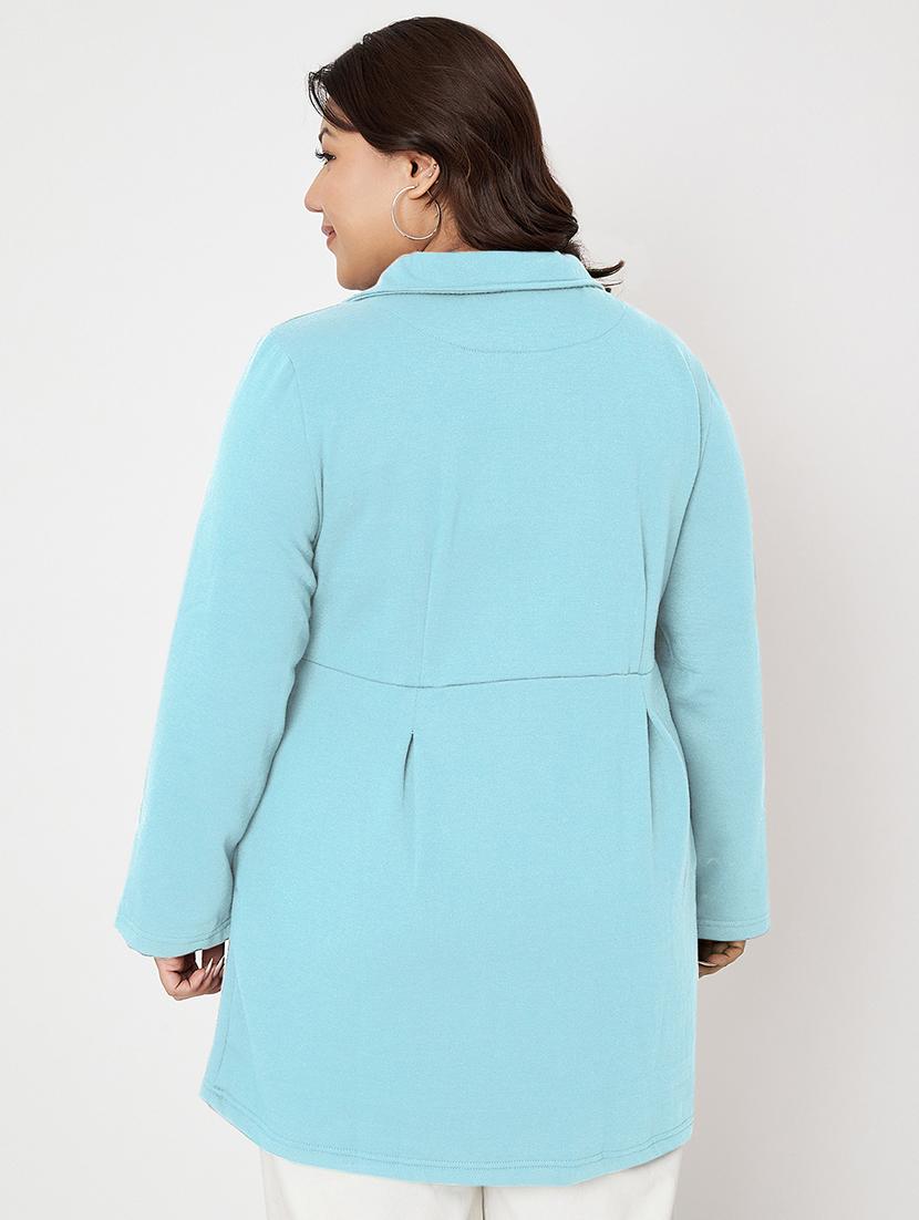 women plus size solid long sleeves regular coat - 21741961 - Standard Image - 2