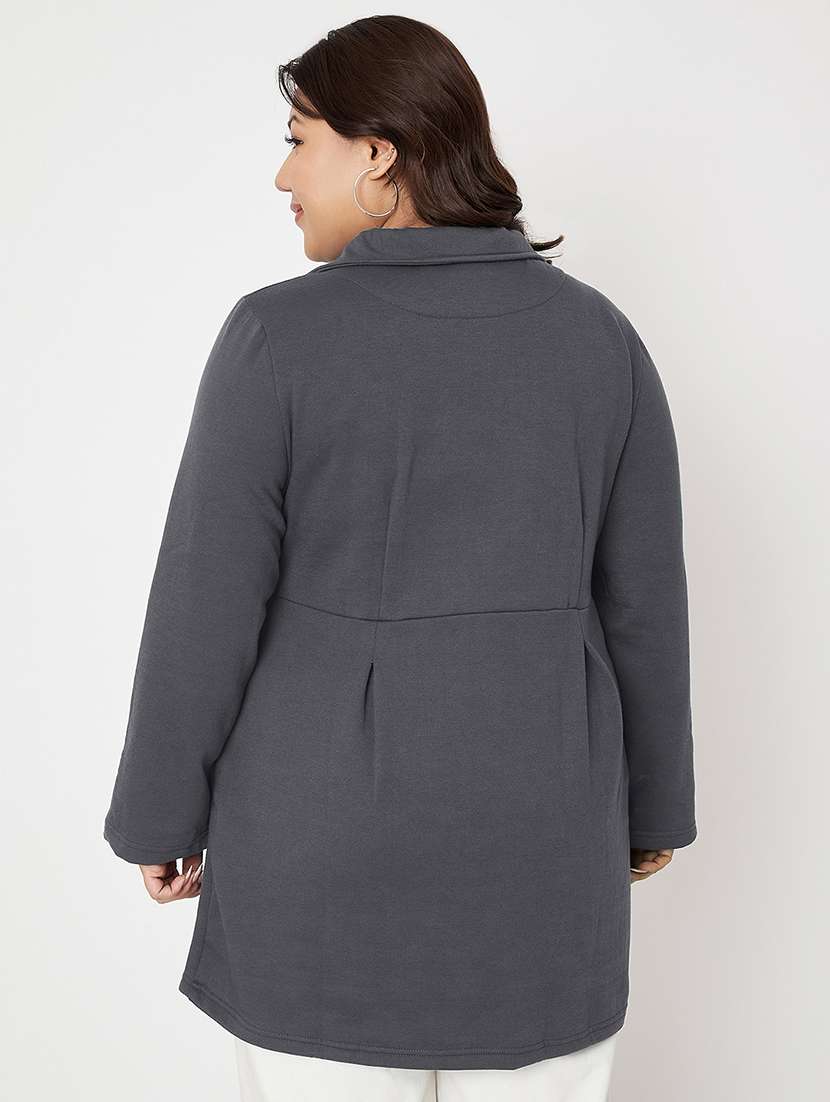 women plus size solid long sleeves regular coat - 21741967 -  Standard Image - 2