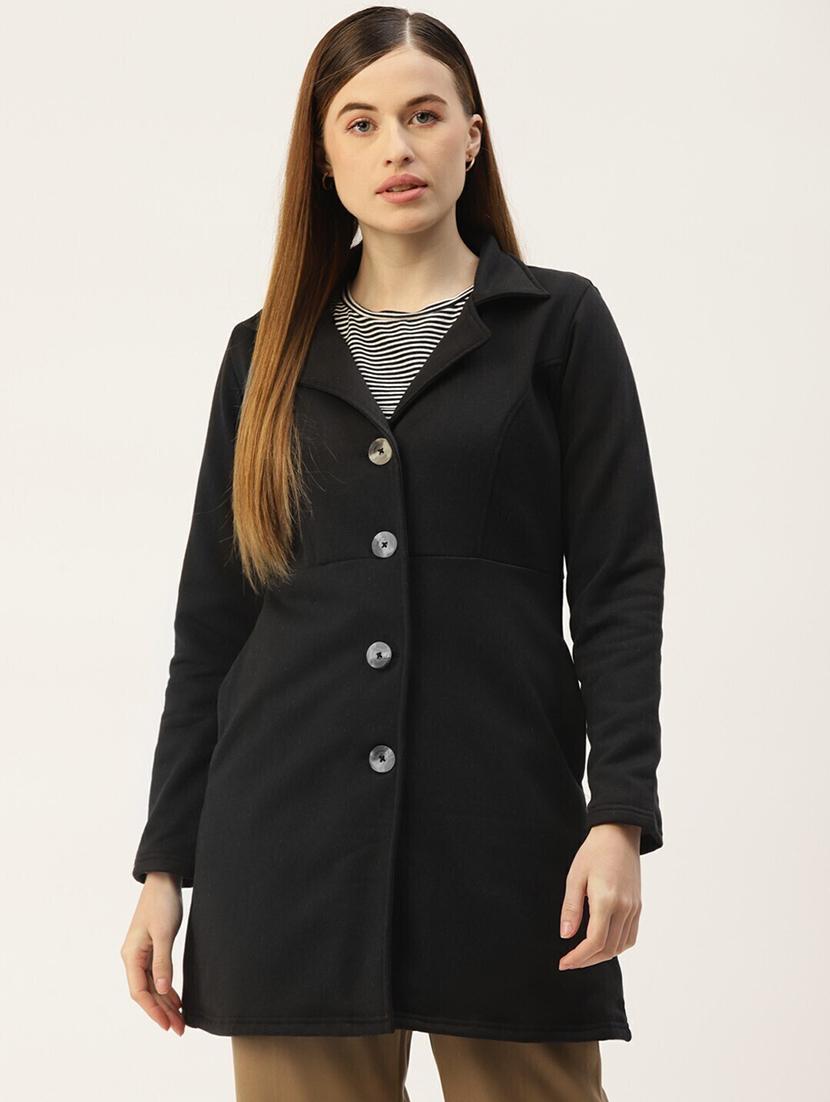 women solid long sleeves regular coat - 21741978 - Zoom Image - 0