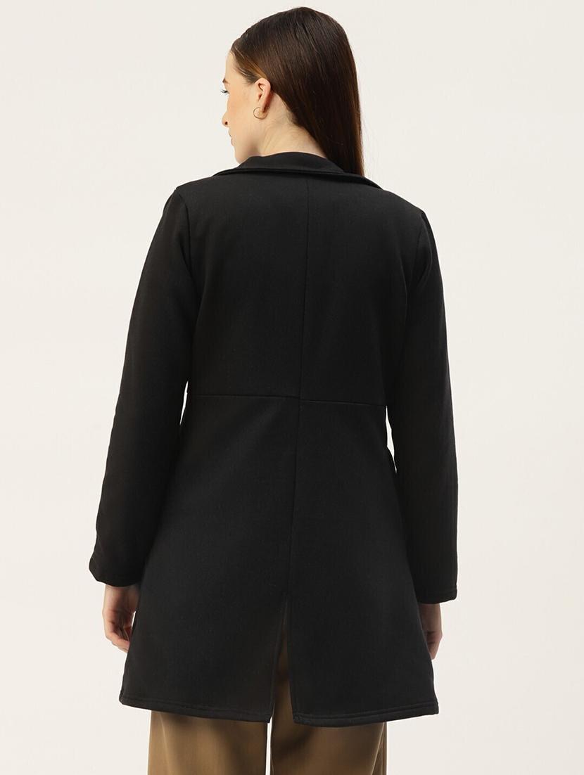 women solid long sleeves regular coat - 21741978 - Standard Image - 2