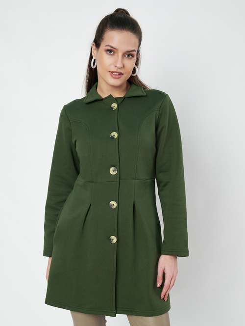 women solid long sleeves regular coat - 21741987 -  Standard Image - 0